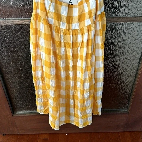 Autumn Adeigbo Lillian Gingham Cutout Midi Sundress in Yellow Gingham size 6
